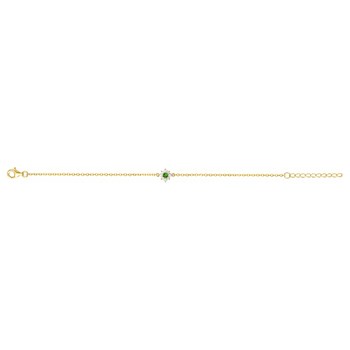 Bracelet souple mono-motif en Plaqué Or avec oxyde de zirconium vert emeraude