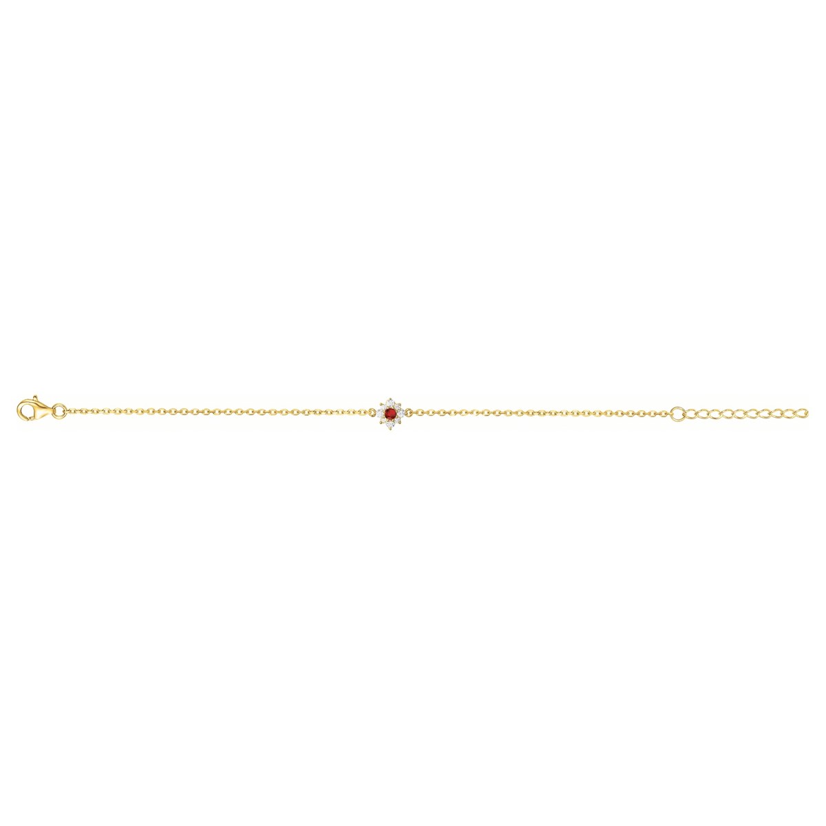 Bracelet souple mono-motif en Plaqué Or avec oxyde de zirconium rouge rubis