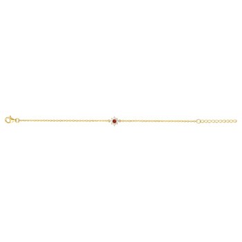 Bracelet souple mono-motif en Plaqué Or avec oxyde de zirconium rouge rubis