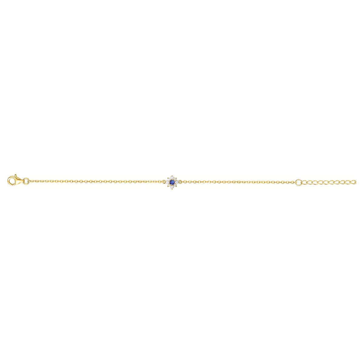 Bracelet souple mono-motif en Plaqué Or avec oxyde de zirconium bleu saphir