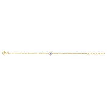 Bracelet souple mono-motif en Plaqué Or avec oxyde de zirconium bleu saphir