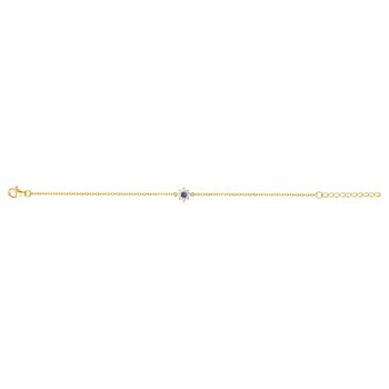 Bracelet souple mono-motif en Plaqué Or avec spinelle bleu saphir