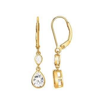 Boucles d'oreilles pendantes en Plaqué Or avec oxyde de zirconium blanc