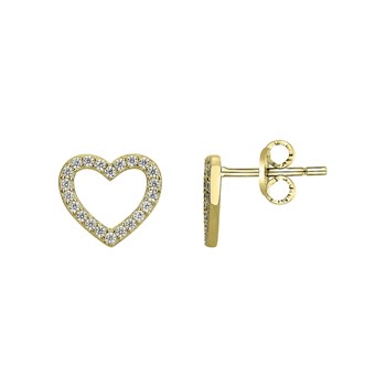 Boucles d'oreilles puces en Plaqué Or avec oxyde de zirconium blanc