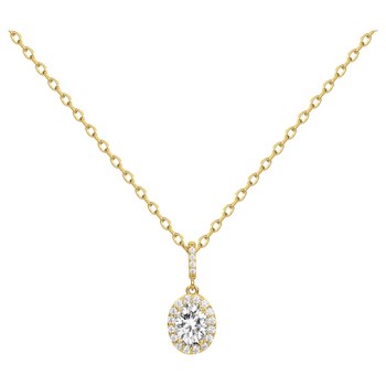 Collier mono-motif en Plaqué Or avec oxyde de zirconium blanc