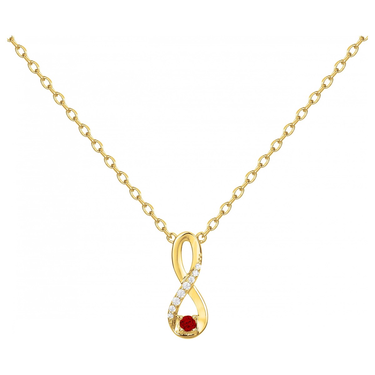 Collier mono-motif en Plaqué Or avec oxyde de zirconium rouge rubis