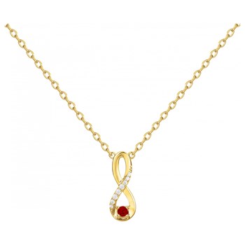 Collier mono-motif en Plaqué Or avec oxyde de zirconium rouge rubis
