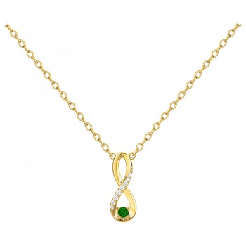 Collier mono-motif en Plaqué Or avec oxyde de zirconium vert emeraude