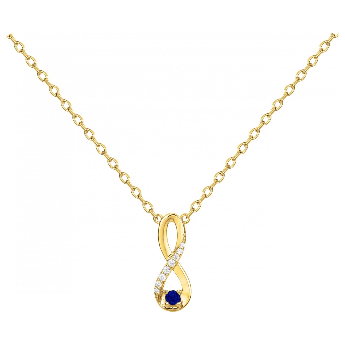 Collier mono-motif en Plaqué Or avec oxyde de zirconium bleu saphir