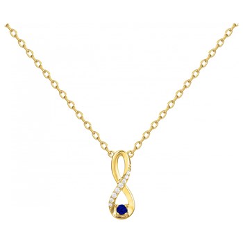 Collier mono-motif en Plaqué Or avec oxyde de zirconium bleu saphir