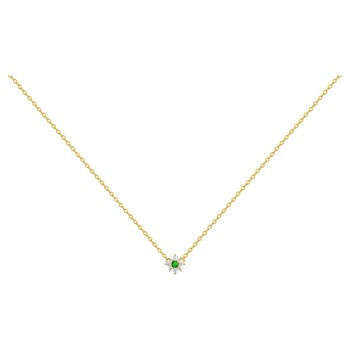 Collier mono-motif en Plaqué Or avec oxyde de zirconium vert emeraude