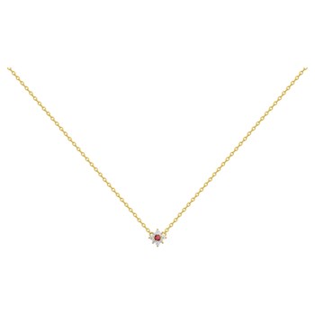 Collier mono-motif en Plaqué Or avec oxyde de zirconium rouge rubis