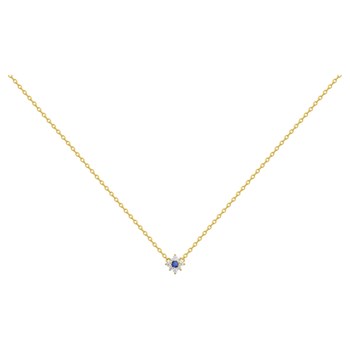Collier mono-motif en Plaqué Or avec oxyde de zirconium bleu saphir