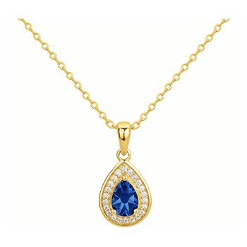 Collier mono-motif en Plaqué Or avec oxyde de zirconium bleu saphir