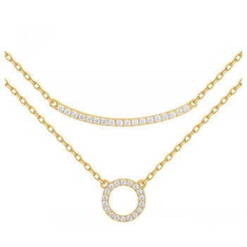 Collier multi-chaînes en Plaqué Or avec oxyde de zirconium blanc
