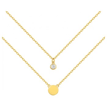 Collier multi-chaînes en Plaqué Or avec oxyde de zirconium blanc