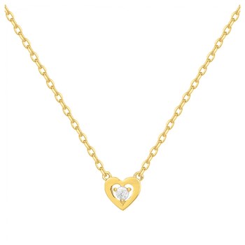 Collier mono-motif en Plaqué Or avec oxyde de zirconium blanc