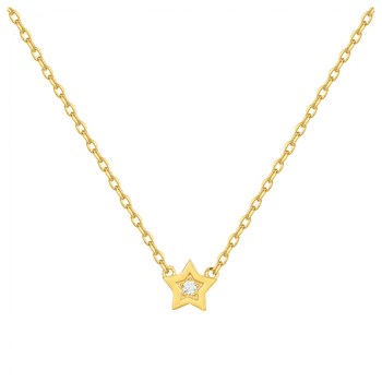 Collier mono-motif en Plaqué Or avec oxyde de zirconium blanc