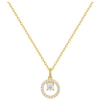 Collier mono-motif en Plaqué Or avec oxyde de zirconium blanc