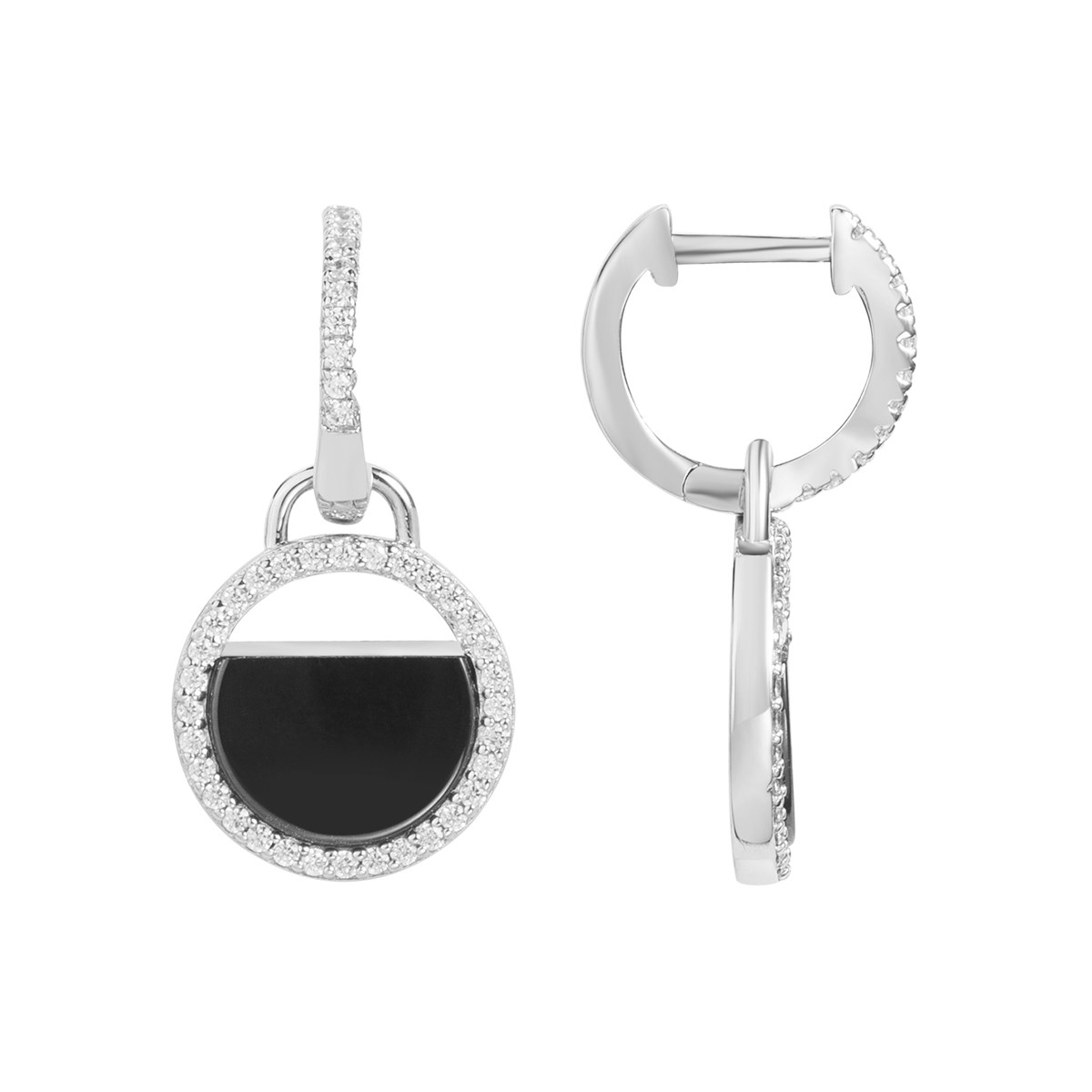 Boucles d'oreilles pendantes en Argent avec oxyde de zirconium blanc
