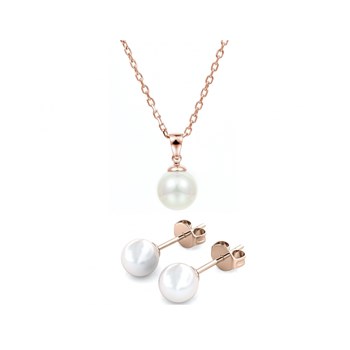 Mother of pearl set - Rose gold and Crystal
