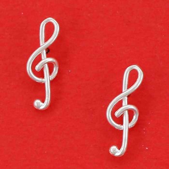 G clef music earrings - Solid silver 925/1000