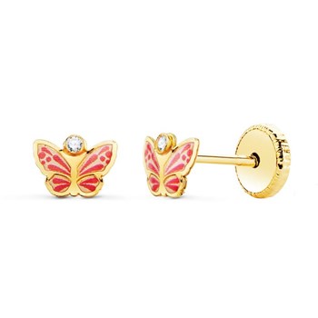 Boucles d'Oreilles  Or 18 Carats 750/000  Jaune - Papillon