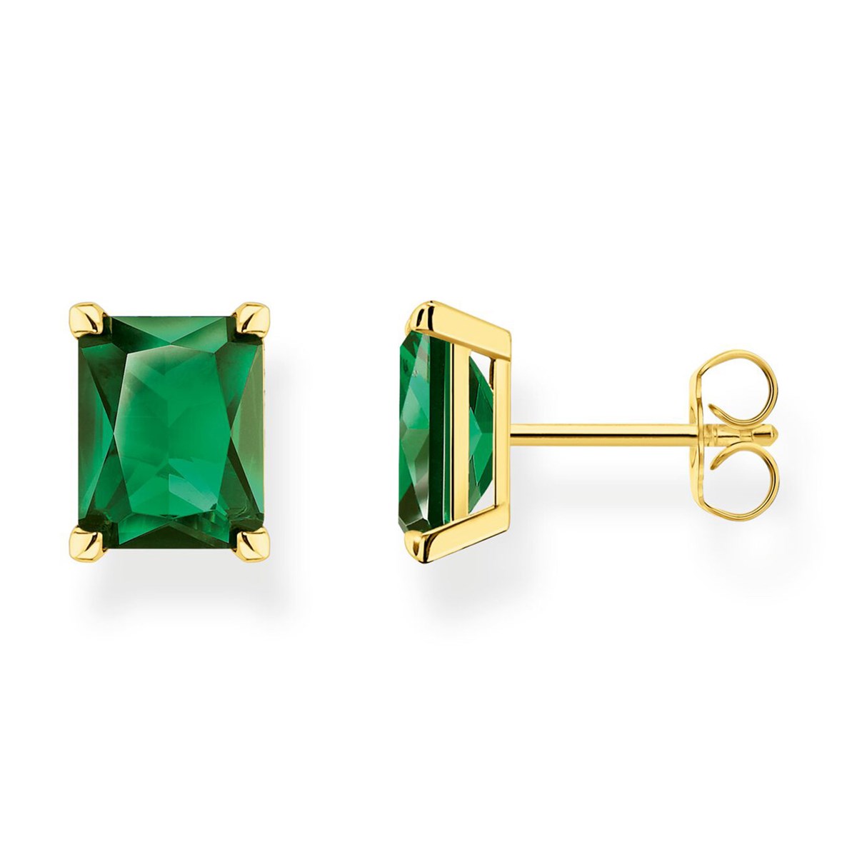 Boucles d'oreilles Thomas Sabo argent doré oxyde_x000D_
vert rectangulaire
