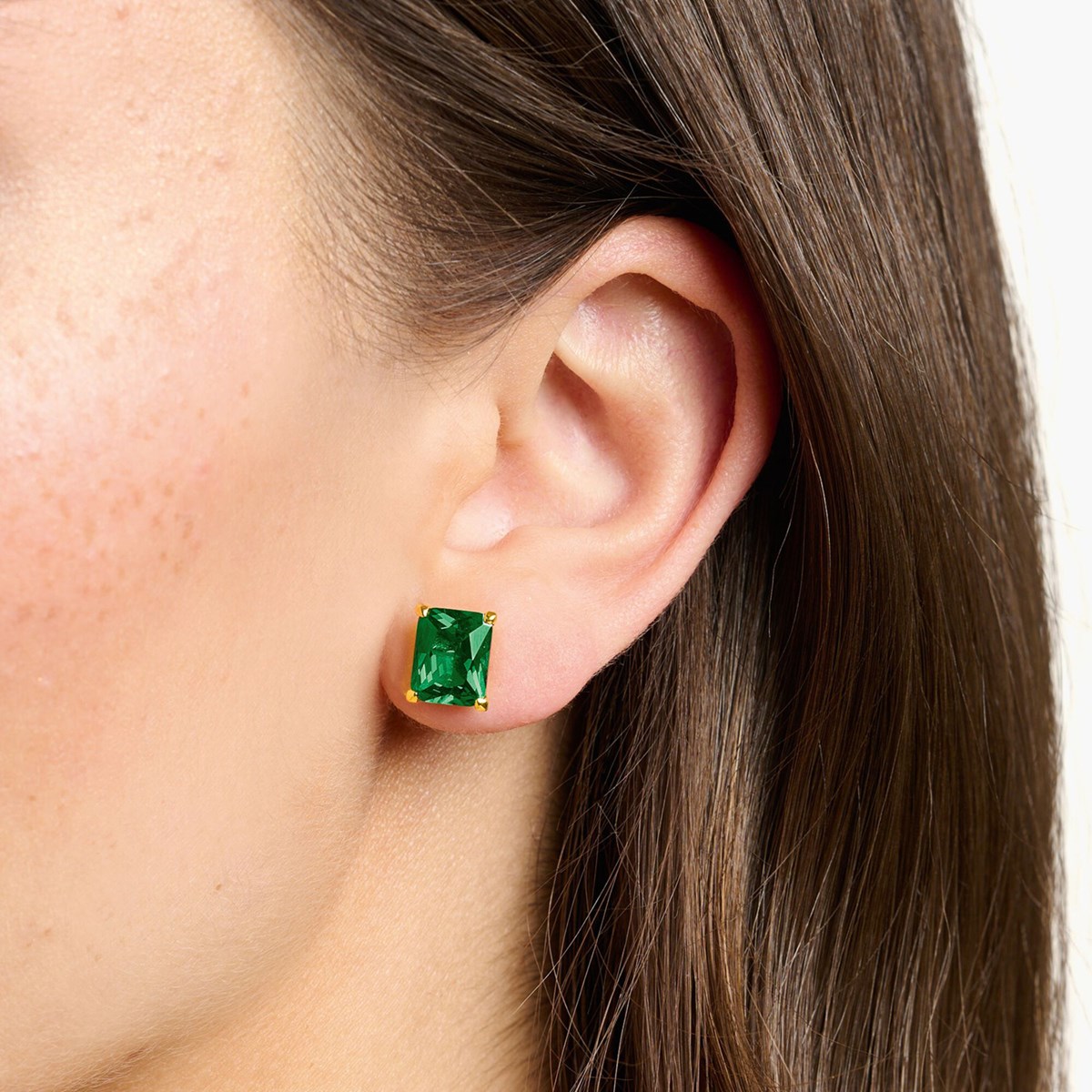 Boucles d'oreilles Thomas Sabo argent doré oxyde_x000D_
vert rectangulaire - vue 2