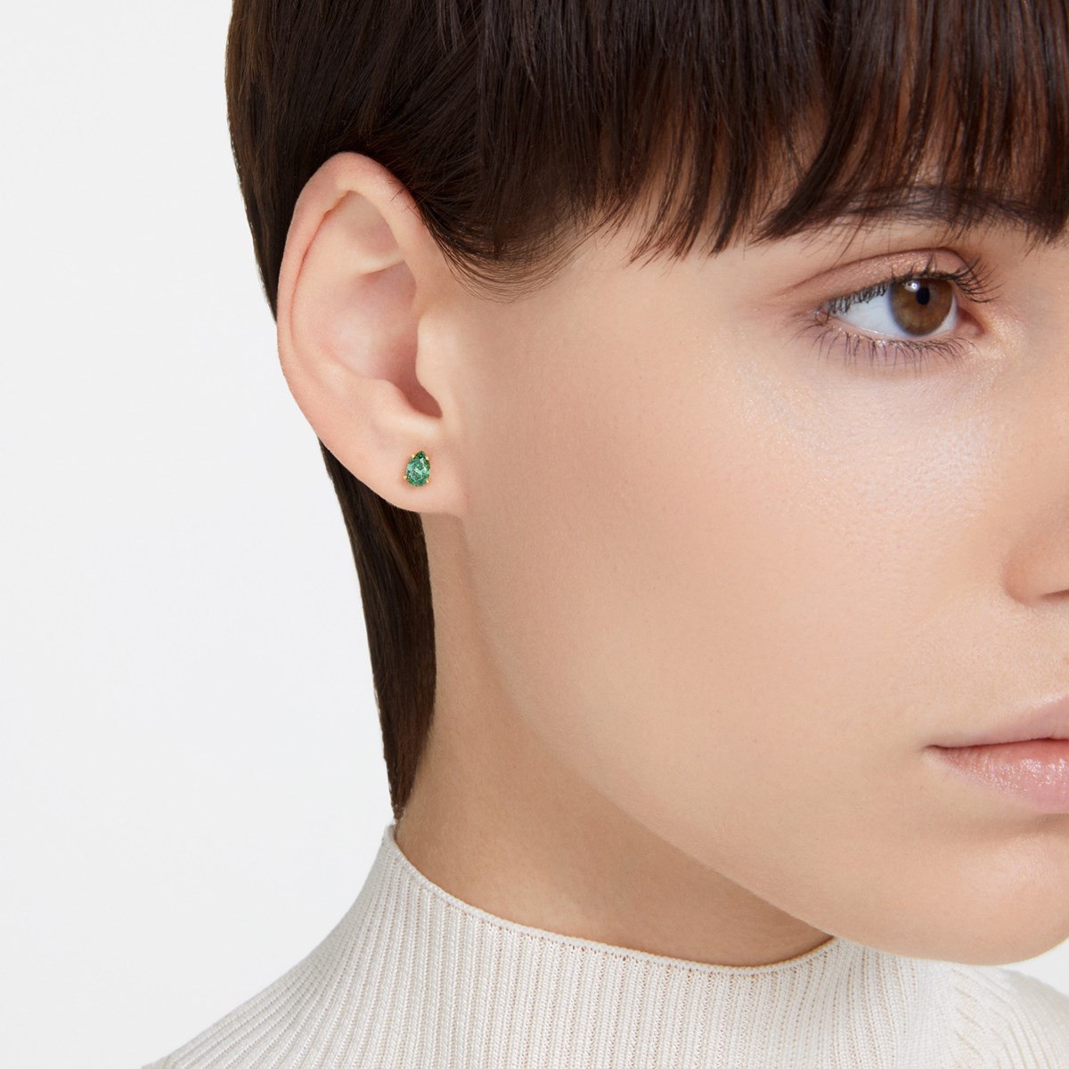 Boucles d'oreilles clous Swarovski Chroma vertes - vue 2