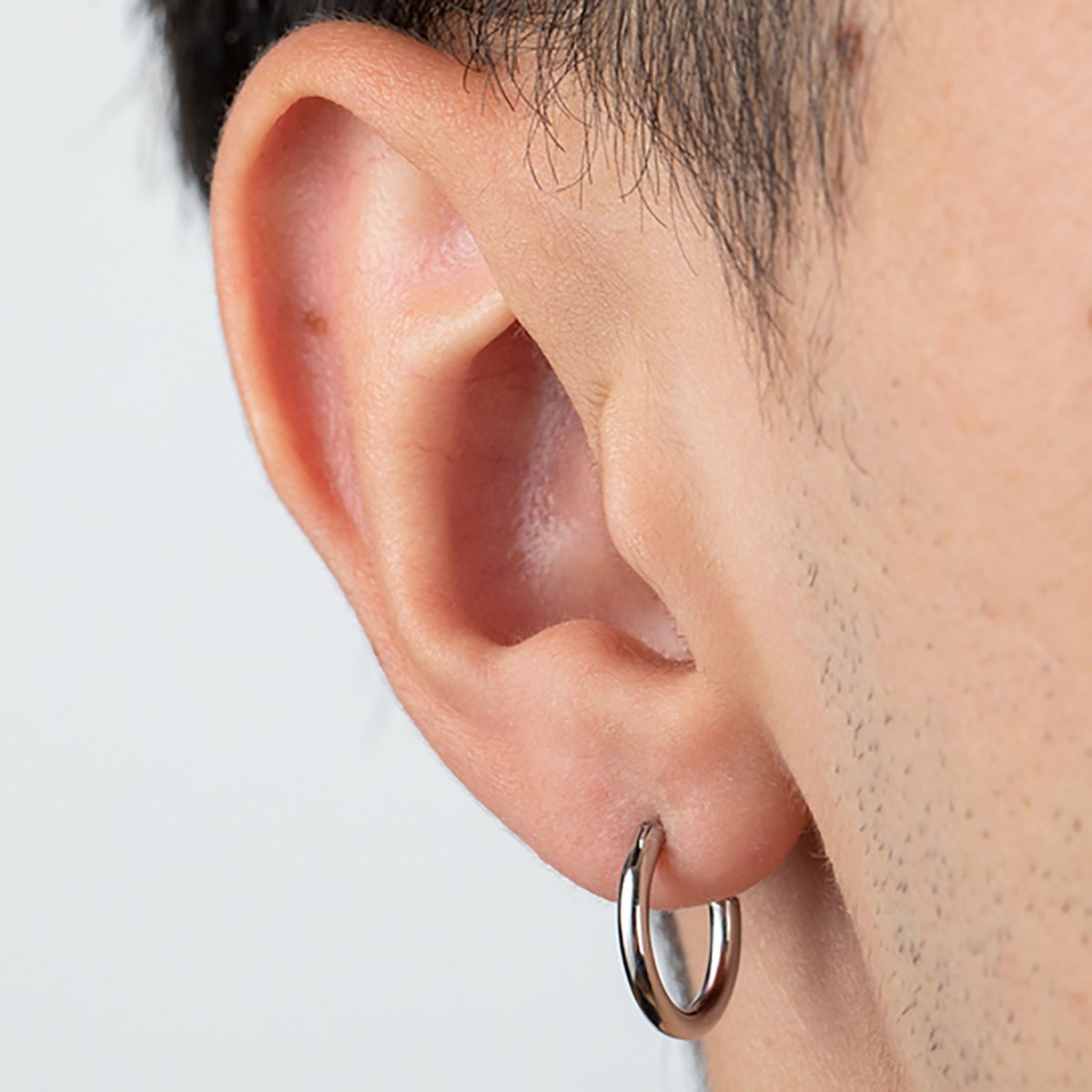 Boucles d'oreilles homme Lotus anneau acier - vue 2