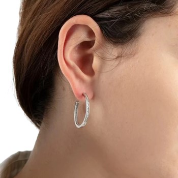 Boucles d'oreilles créoles Lotus Silver oxyde