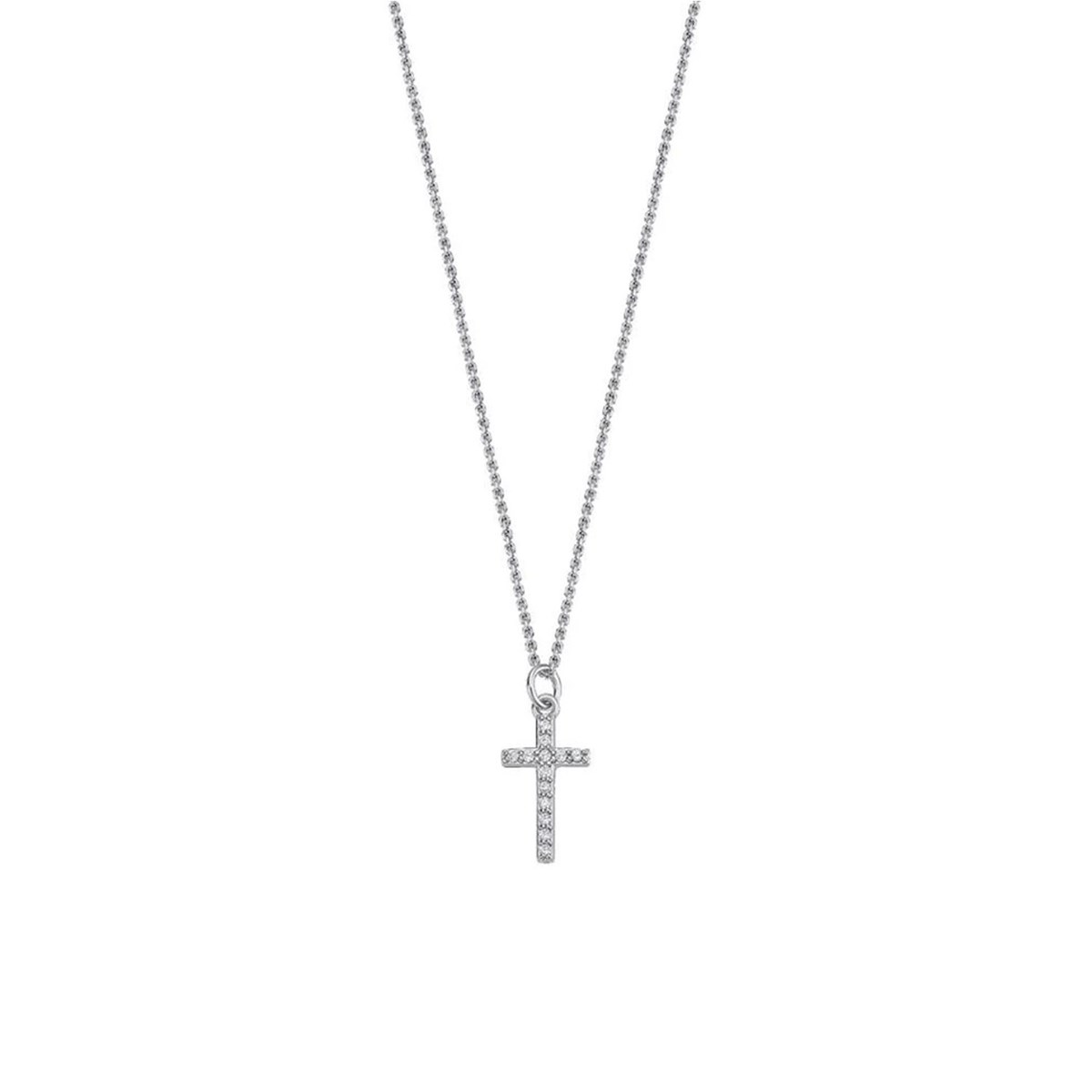 Collier Lotus Silver croix chétienne sertie d'oxydes