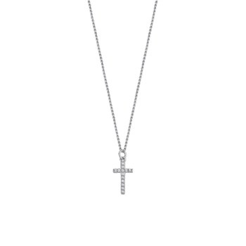 Collier Lotus Silver croix chétienne sertie d'oxydes