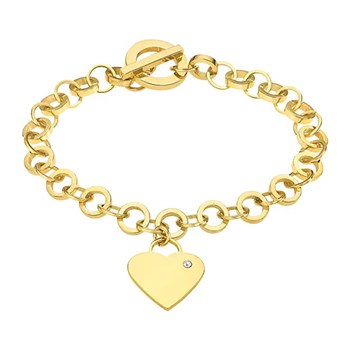 Bracelet femme LOTUS pampille coeur acier doré