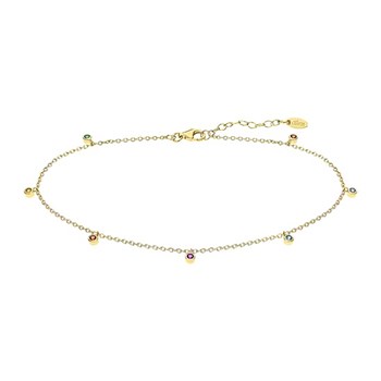 Chaîne de cheville Lotus Silver dorée multicolore