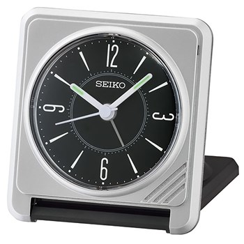 Réveil de voyage Seiko gris argent métallisé pliable