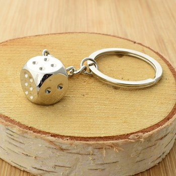 Silver dice key ring