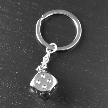 Silver dice key ring