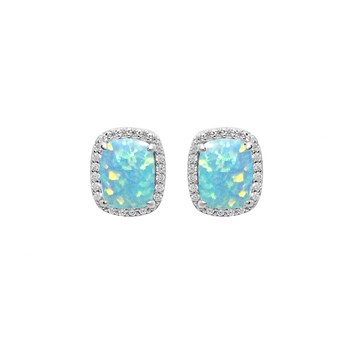 Boucles d'oreilles Carrées Argent - Opale turquoise