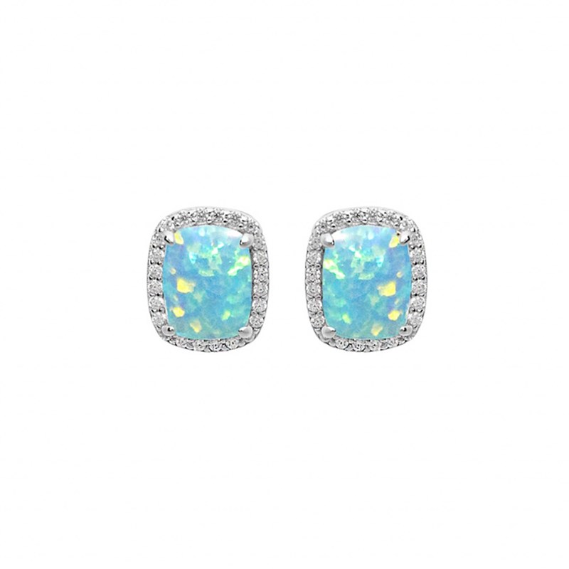 Boucles d'oreilles Carrées Argent - Opale turquoise