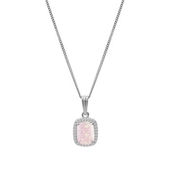 Collier Argent Opale rose rectangulaire - 032461P