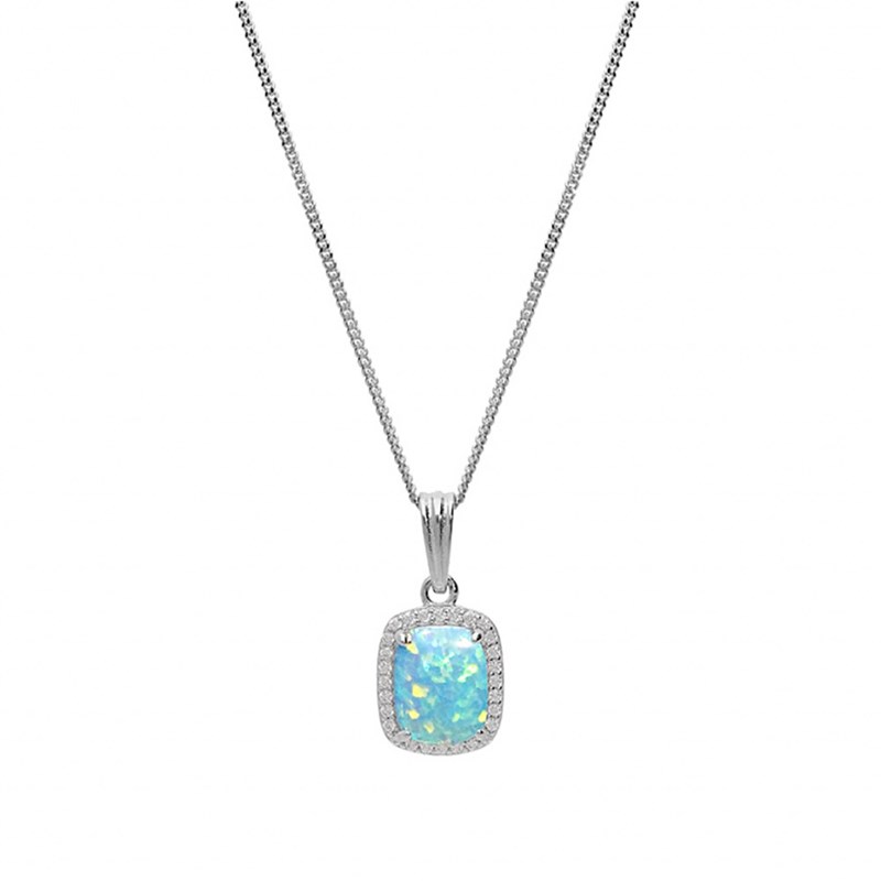 Collier Argent - Opale turquoise - vue 2