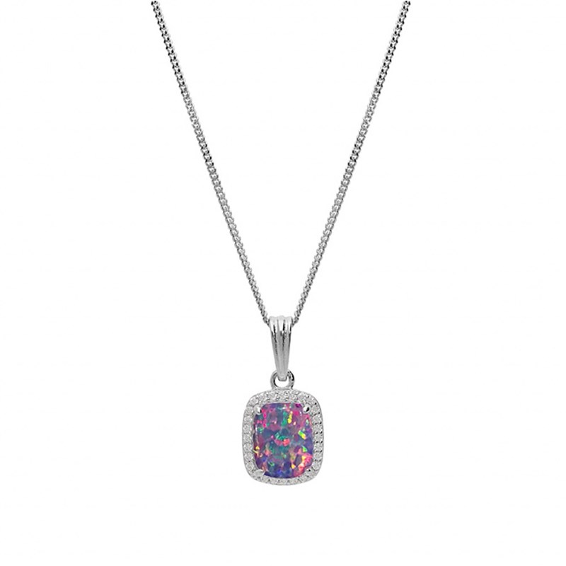 Collier Argent - Opale violette - vue 2