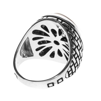 Bague Homme oeil Argent Doré Pierre oeil De Tigre Rouge