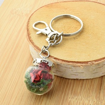 Keyring jewel bag small bottle of red roses