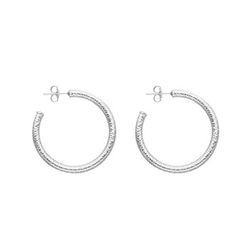 Silver Earrings Medium Python Tubes Creoles Silver Model Diameter 38mm