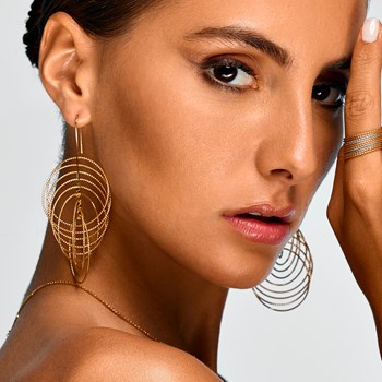 Rhodium Zilver en Goud Spiraal Oorbellen