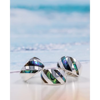Bague en nacre abalone naturelle sur argent 925 - Bijou unique et fait main