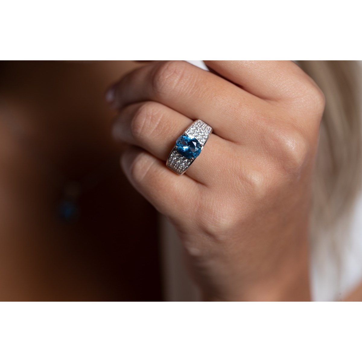 Bague Elisabeth en Argent avec oxyde de zirconium bleu topaze - vue 2